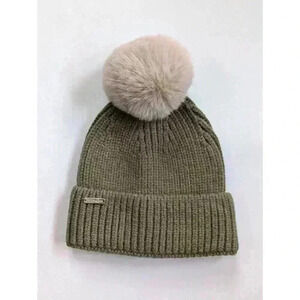 Steve Madden Beanie PomPom Hat Khaki